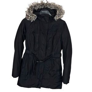 The North Face Women’s Black Belted Detachable‎ Faux Fur Hooded Parka Small READ